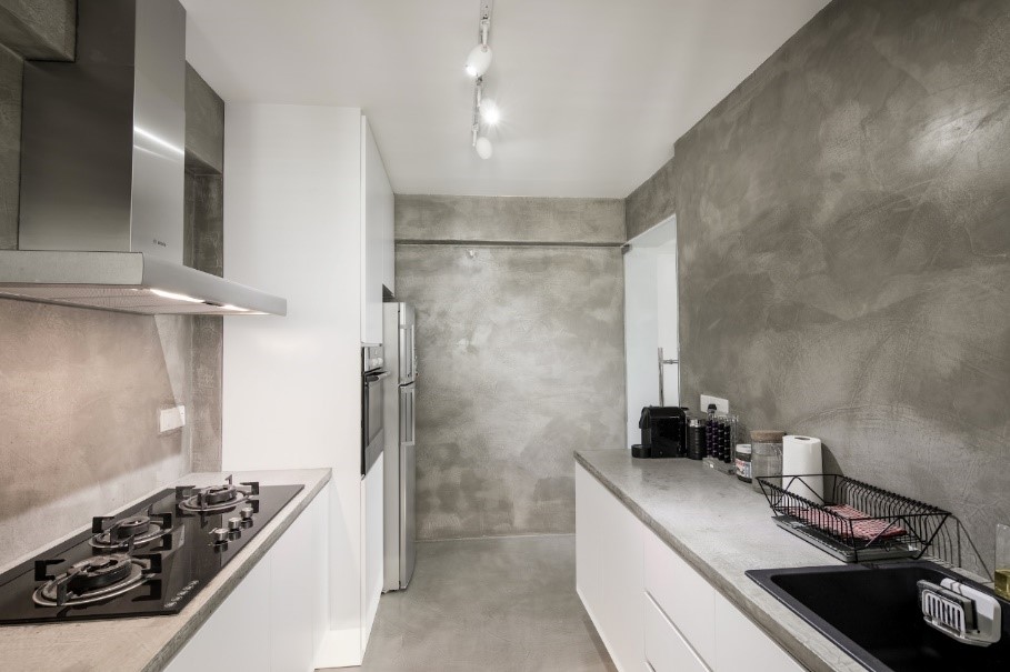 cement screed kitchen wall