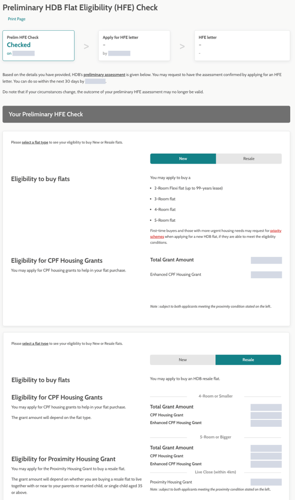 HDB  Application for an HDB Flat Eligibility (HFE) Letter